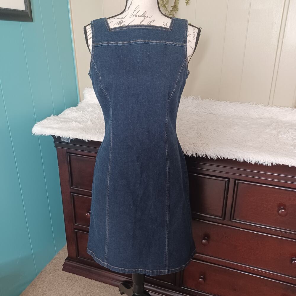 Y2K Tommy Hilfiger Dark Blue stretch Denim Dress Womens Size 4